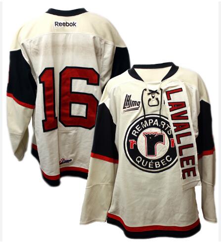 2011-12 mathieu lavalee #16 beige game-used jersey