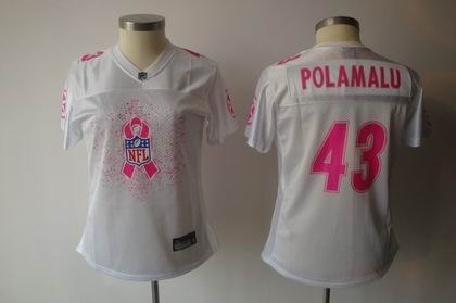 2011 breast cancer awareness women fashion pittsburgh steelers 43 troy polamalu white jersey