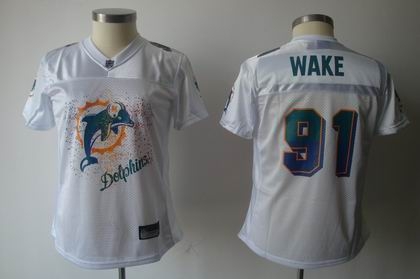 2011 women fem fan miami dolphins 91 wake white