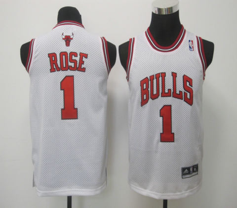 Kid Chicago Bulls 1 Derek Rose White jerseys