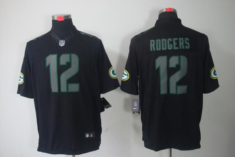 2012 NEW NFL Green Bay Packers 12 Aaron Rodgers Black Jerseys (Impact Limited)