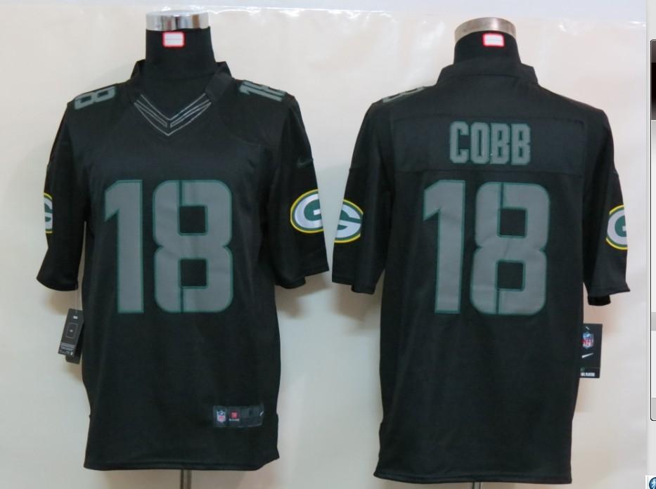 2012 NEW NFL Green Bay Packers 18 Randall Cobb Black Jerseys (Impact Limited)