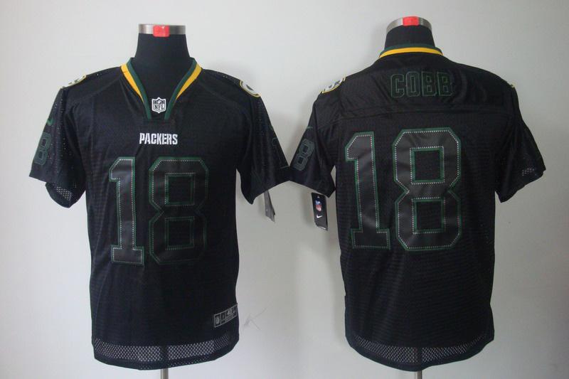 2012 NEW NFL Green Bay Packers 18 Randall Cobb Lights Out Black Elite Jerseys