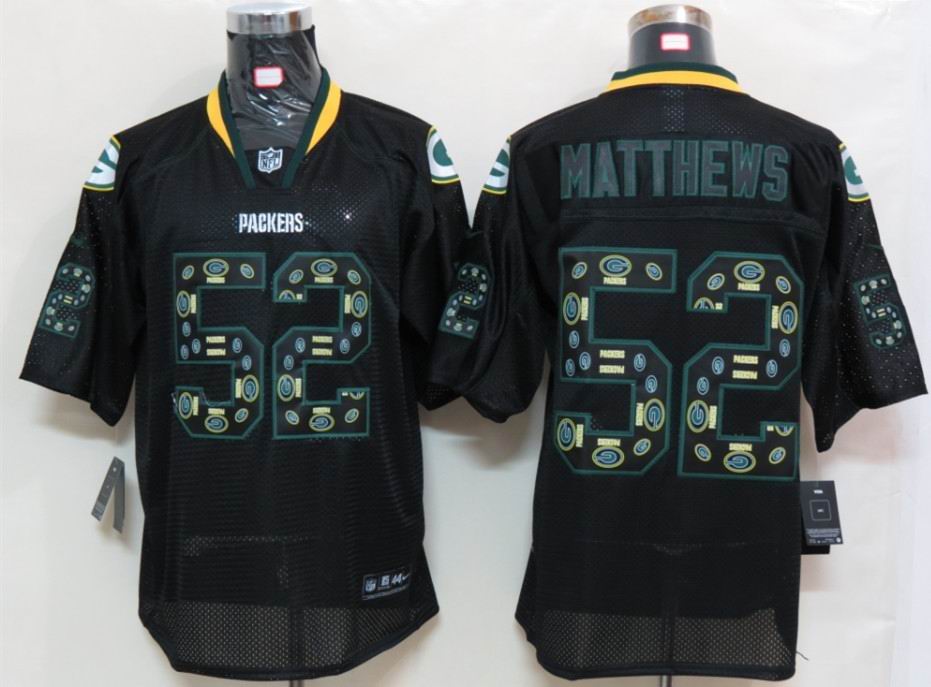2012 NEW NFL Green Bay Packers 52 Clay Matthews Lights Out Black Elite Jerseys