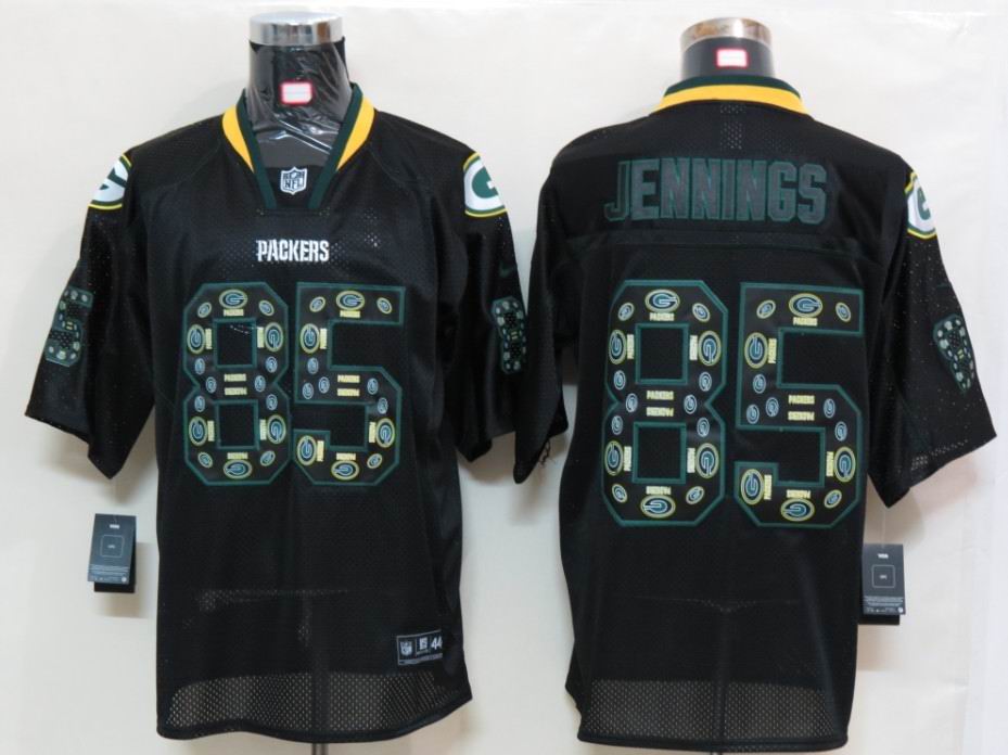 2012 NEW NFL Green Bay Packers 85 Greg Jennings Lights Out Black Elite Jerseys