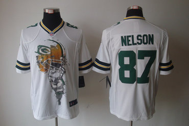 2012 NEW NFL Green Bay Packers 87 Jordy Nelson White Jerseys (Helmet Tri-Blend Limited)