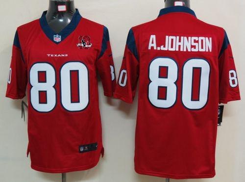 2012 NEW NFL Houston Texans 80 Andre Johnson Red Jerseys W 10th Patch (Limited)