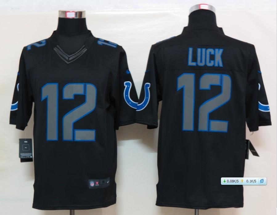 2012 NEW NFL Indianapolis Colts 12 Andrew Luck Black Jerseys (Impact Limited)