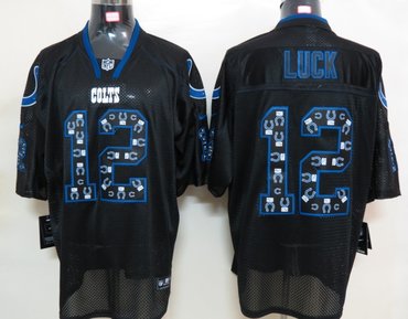 2012 NEW NFL Indianapolis Colts 12 Andrew Luck Lights Out Black Elite Jerseys