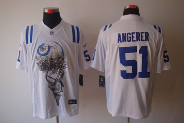 2012 NEW NFL Indianapolis Colts 51 Pat Angerer white Jerseys (Helmet Tri-Blend Limited)