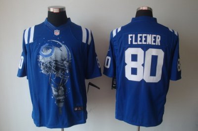 2012 NEW NFL Indianapolis Colts 80 Coby Fleener blue Jerseys (Helmet Tri-Blend Limited)