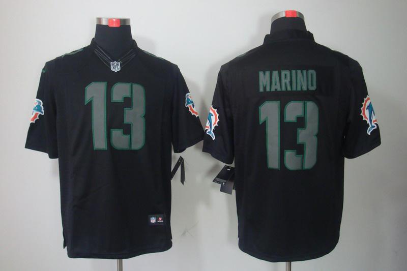2012 NEW NFL Miami Dolphins 13 Dan Marino Black Jerseys(Impact Limited)