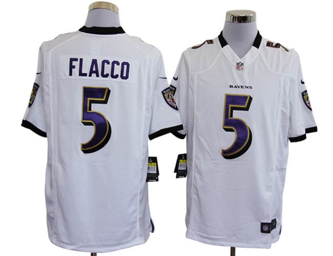 2012 NEW NFL Baltimore Ravens 5 Joe Flacco White Jerseys (Game)