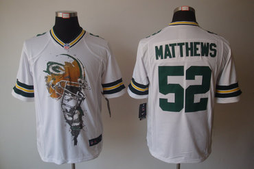 2012 NEW NFL Green Bay Packers 52 Clay Matthews White Jerseys (Helmet Tri-Blend Limited)