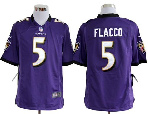 2012 nfl baltimore ravens 5 joe flacco purple jerseys (game)
