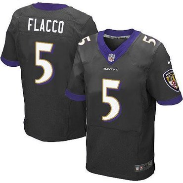 2013 NEW Baltimore Ravens #5 Joe Flacco Black NFL Jersey(New Elite)(collar Purple)