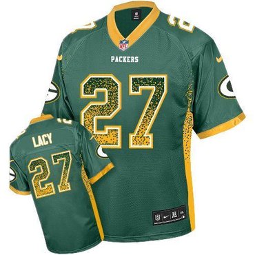 2013 NEW NFL Green Bay Packers #27 Eddie Lacy Green Team Color Drift Fashion Elite Jersey