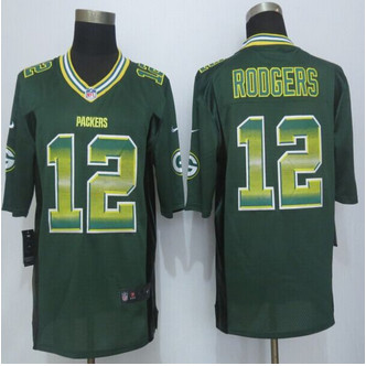 2015 New Green Bay Packers #12 Aaron Rodgers Pro Line Green Fashion Strobe Jersey