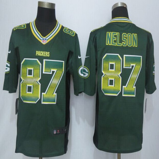 2015 New Green Bay Packers #87 Jordy Nelson Pro Line Green Fashion Strobe Jersey