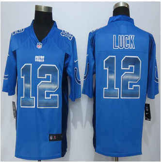 2015 New Indianapolis Colts #12 Andrew Luck Pro Line Blue Fashion Strobe Jersey
