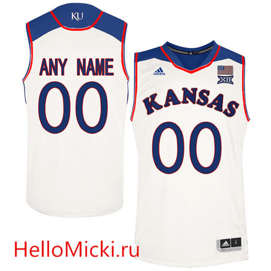 2016 Men's Kansas Jayhawks Customized College Basketball Authentic Jersey - White