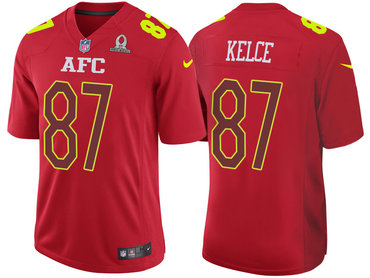 2017 Pro Bowl AFC Kansas City Chiefs 87 Travis Kelce Red Game Jersey