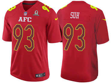2017 Pro Bowl AFC Miami Dolphins 93 Ndamukong Suh Red Game Jersey