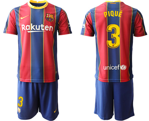 2020-21 Barcelona 3 PIQUE Home Soccer Jersey