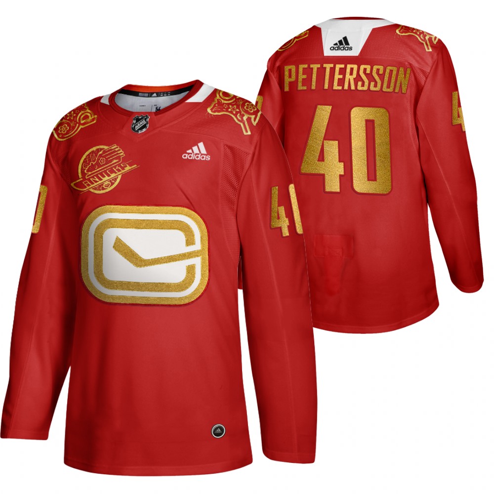 2020 Lunar New Year NHL Canucks Elias Pettersson Red Year of the Rat Men's Jersey