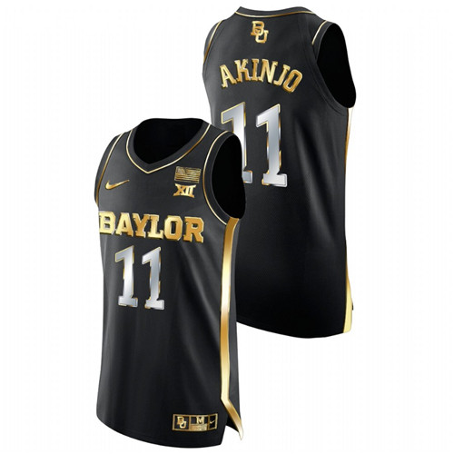 2021-22 Baylor Bears James Akinjo Golden Edition Black Authentic Basketball Jersey Men