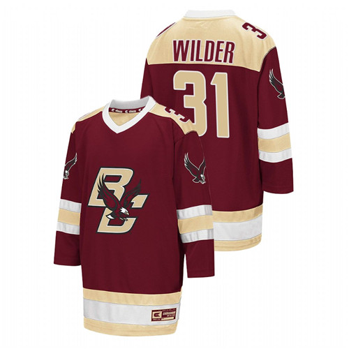 2021-22 Boston College Eagles Henry Wilder College Hockey Away Jersey Maroon