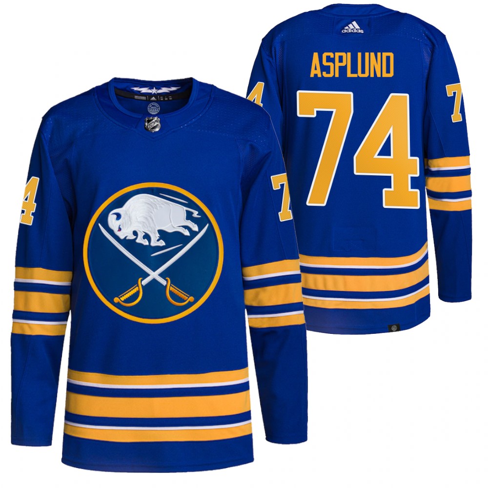 2021-22 Buffalo Sabres Rasmus Asplund Royal Home Authentic Primegreen Jersey