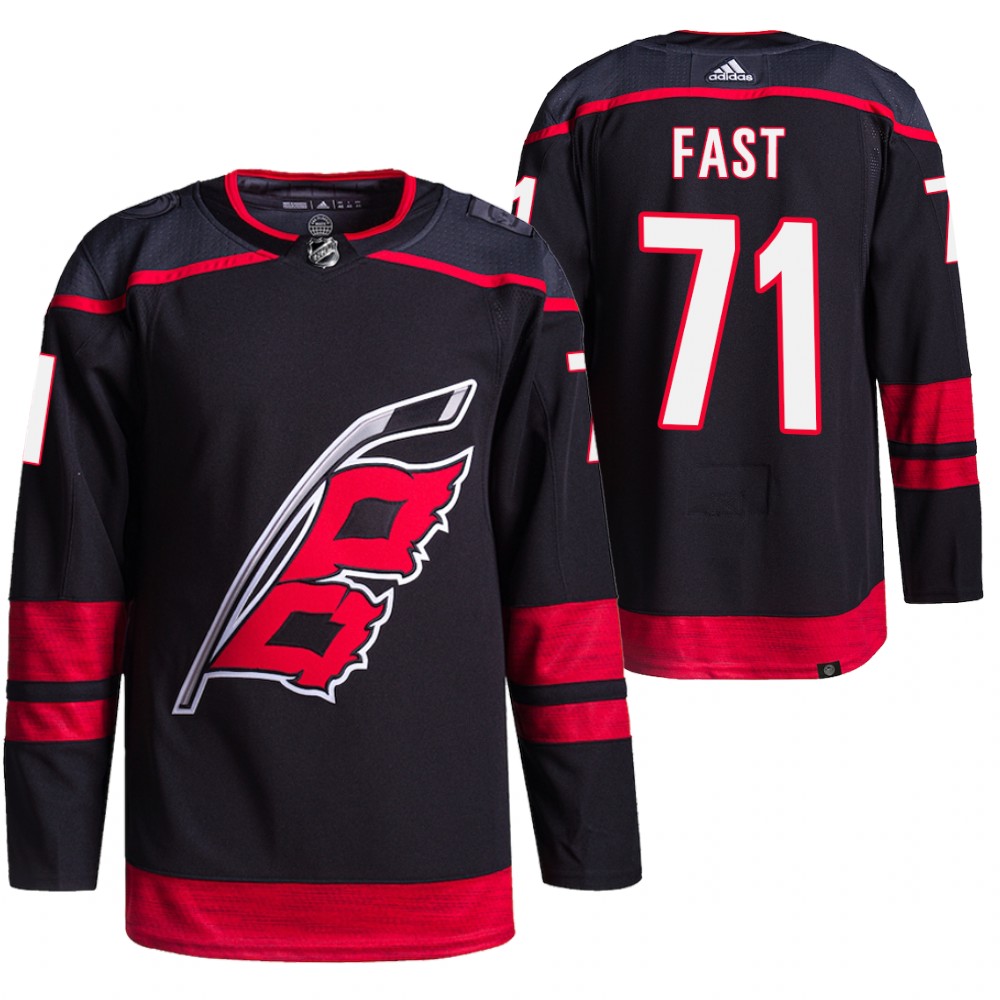 2021-22 Carolina Hurricanes Jesper Fast Black Primegreen Authentic Pro Alternate Jersey