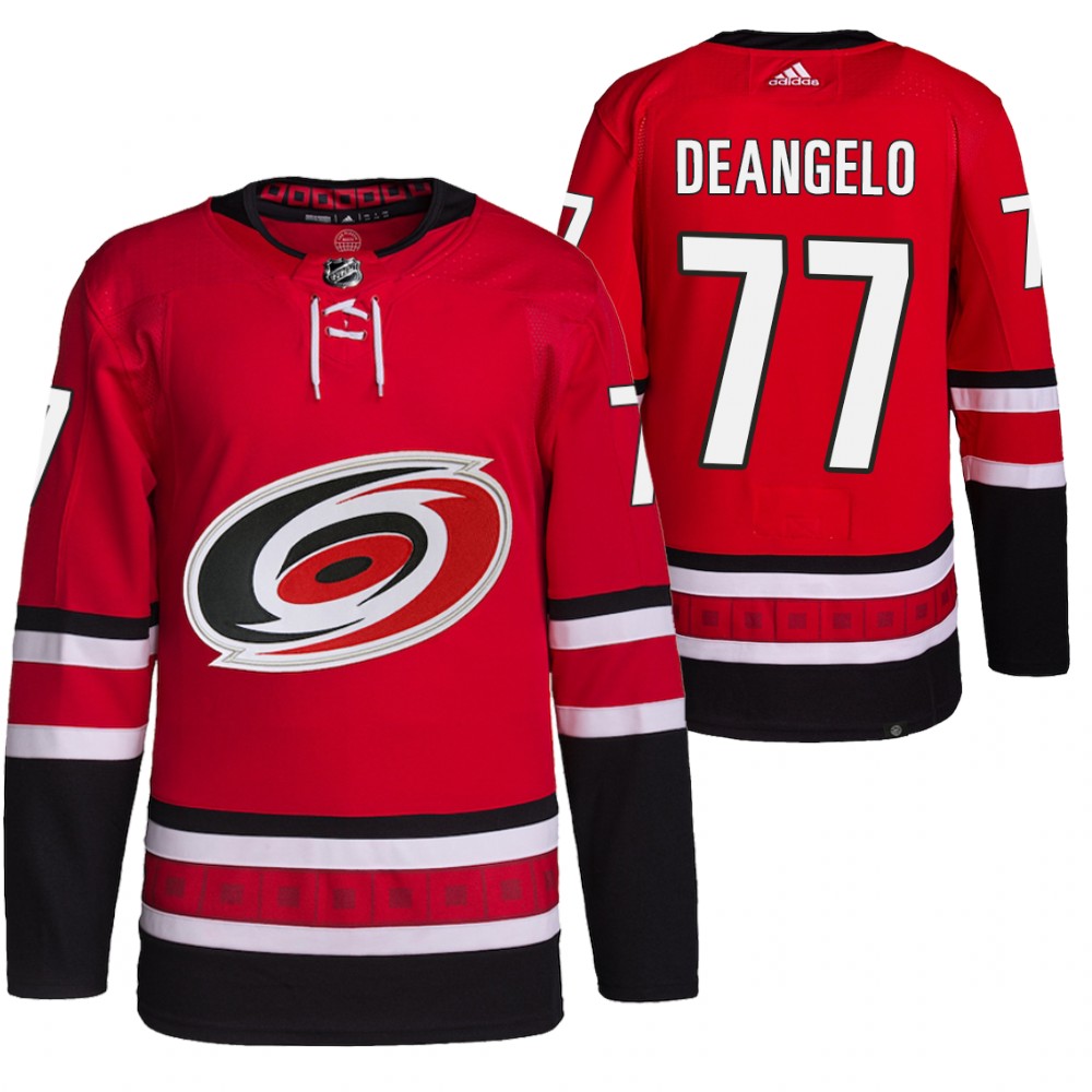 2021-22 Carolina Hurricanes Tony DeAngelo Red Home Primegreen Authentic Pro Jersey