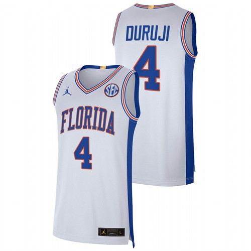 2021-22 Florida Gators Anthony Duruji Elite Limited White College Basketball Jersey Men