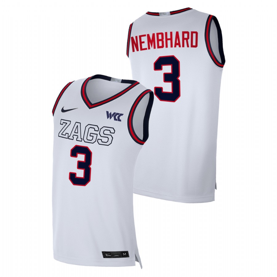2021-22 Gonzaga Bulldogs Andrew Nembhard College Basketball White Replica Jersey Men