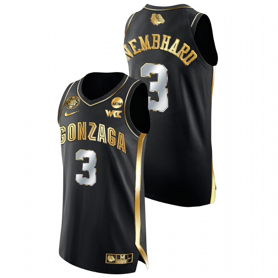 2021-22 Gonzaga Bulldogs Andrew Nembhard Golden Edition Black Basketball Authentic Jersey Men