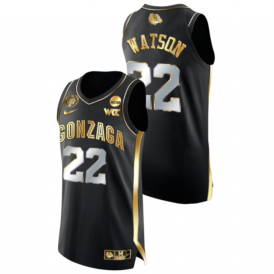 2021-22 Gonzaga Bulldogs Anton Watson Golden Edition Black Basketball Authentic Jersey Men