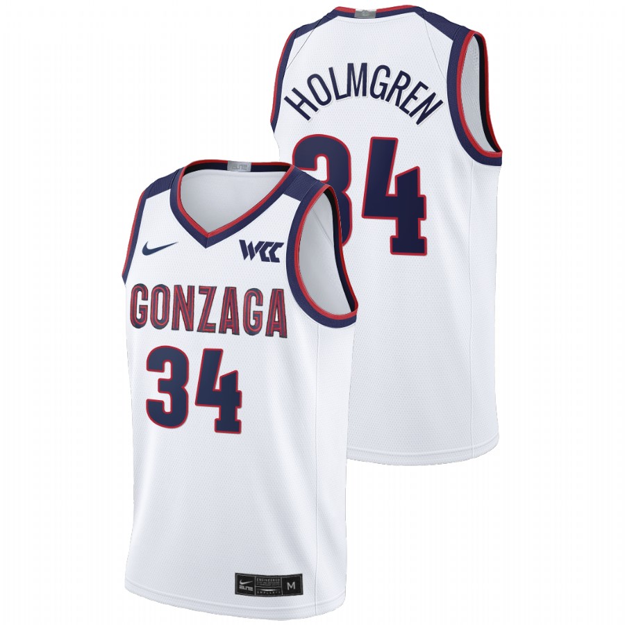 2021-22 Gonzaga Bulldogs Chet Holmgren College Basketball White Limited Jersey Men