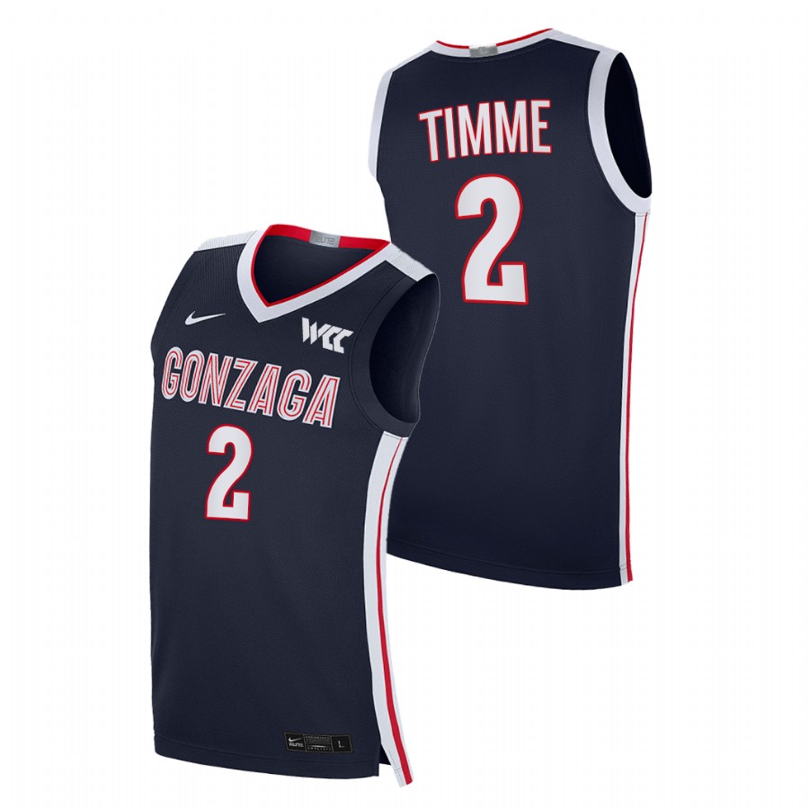 2021-22 Gonzaga Bulldogs Drew Timme College Basketball Navy Elite Jersey Men