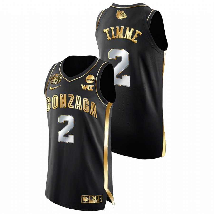 2021-22 Gonzaga Bulldogs Drew Timme Golden Edition Black Basketball Authentic Jersey Men