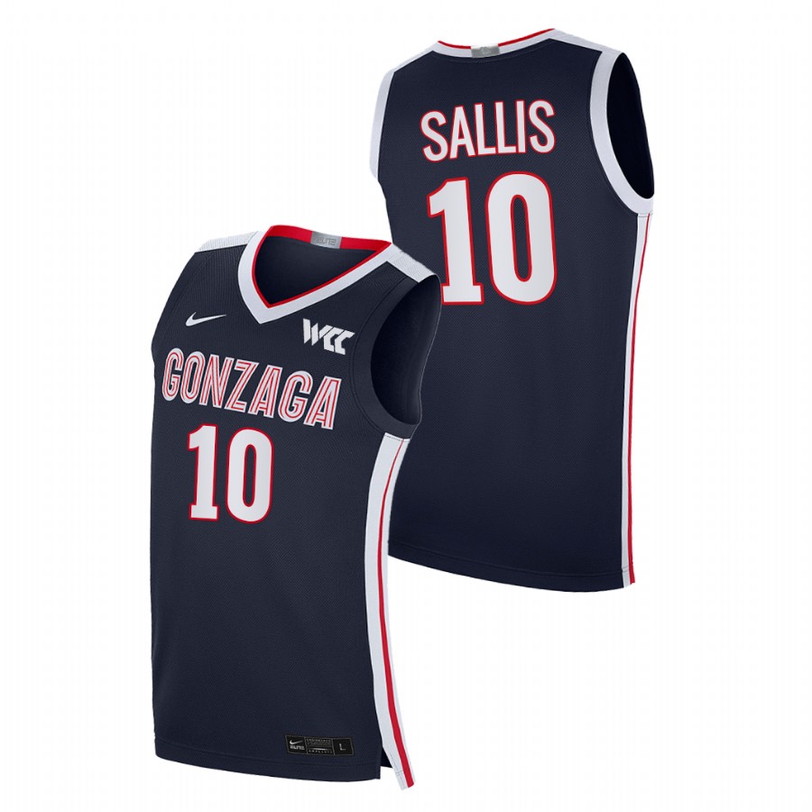 2021-22 Gonzaga Bulldogs Hunter Sallis College Basketball Navy Elite Jersey Men