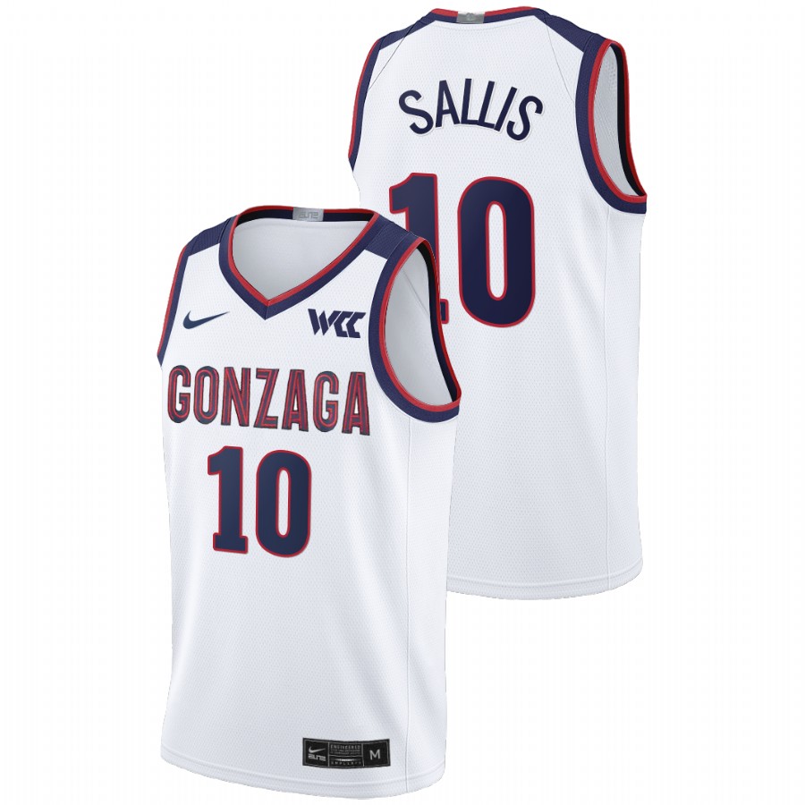 2021-22 Gonzaga Bulldogs Hunter Sallis College Basketball White Limited Jersey Men