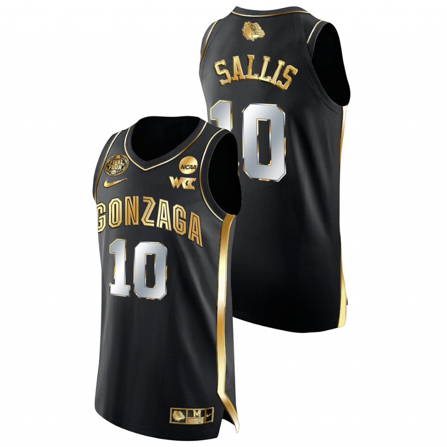 2021-22 Gonzaga Bulldogs Hunter Sallis Golden Edition Black Basketball Authentic Jersey Men