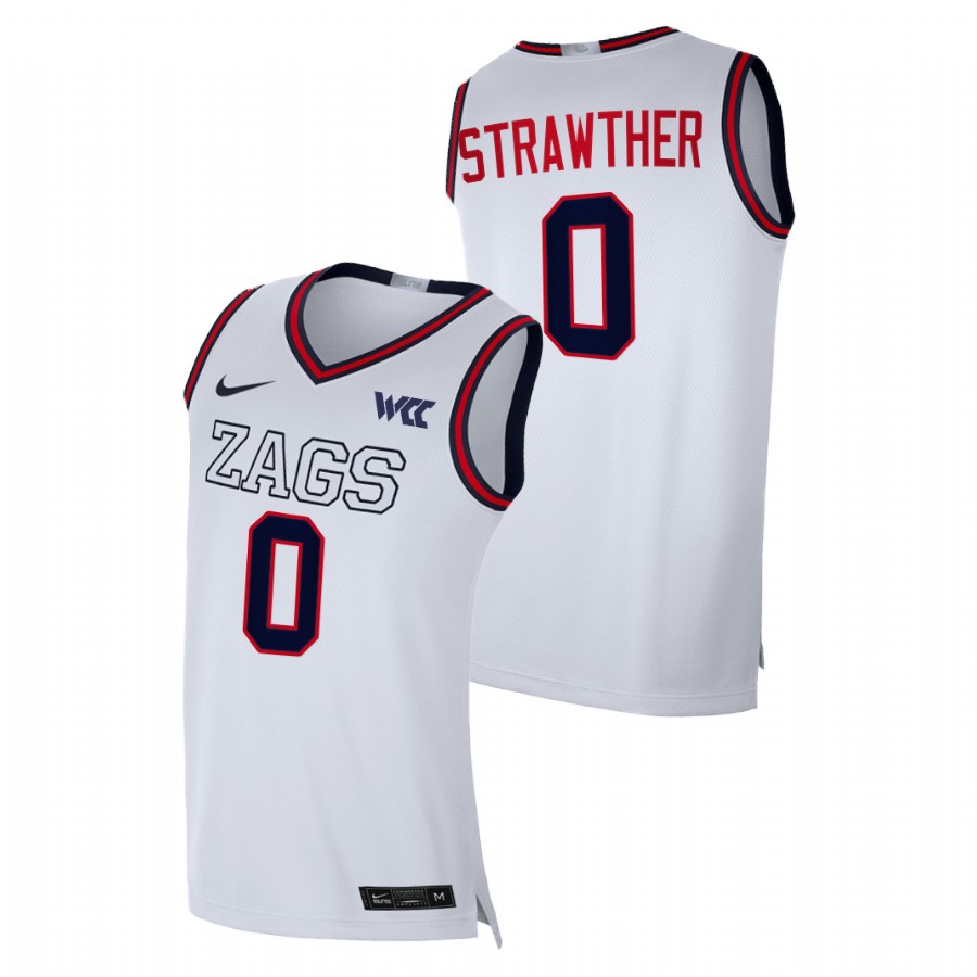 2021-22 Gonzaga Bulldogs Julian Strawther College Basketball White Replica Jersey Men