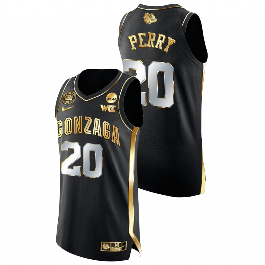 2021-22 Gonzaga Bulldogs Kaden Perry Golden Edition Black Basketball Authentic Jersey Men