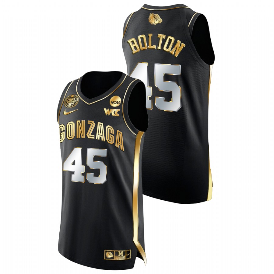 2021-22 Gonzaga Bulldogs Rasir Bolton Golden Edition Black Basketball Authentic Jersey Men