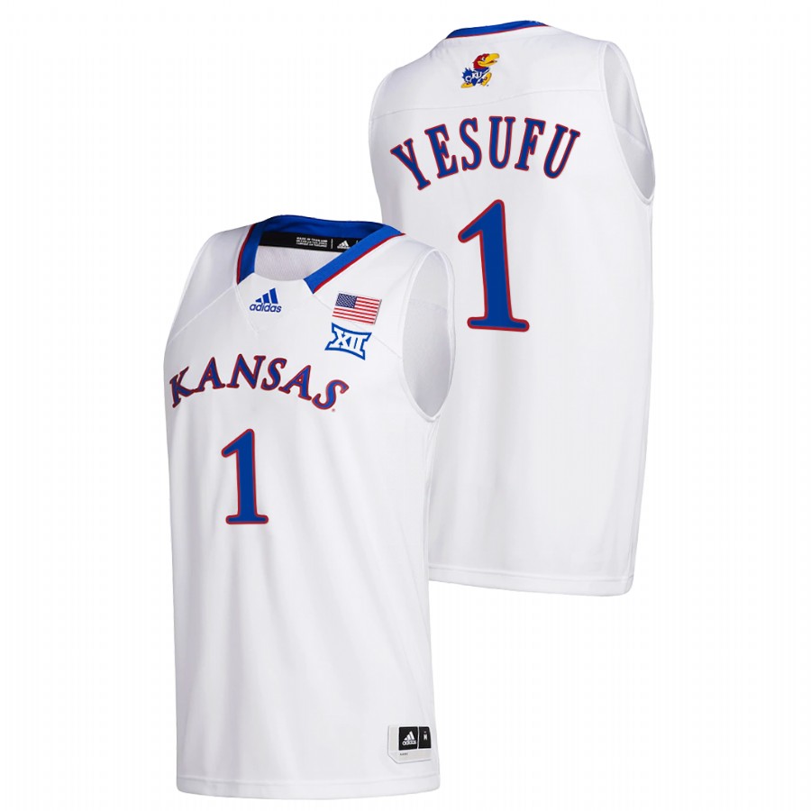 2021-22 Kansas Jayhawks Joseph Yesufu College Basketball White Home Jersey Men
