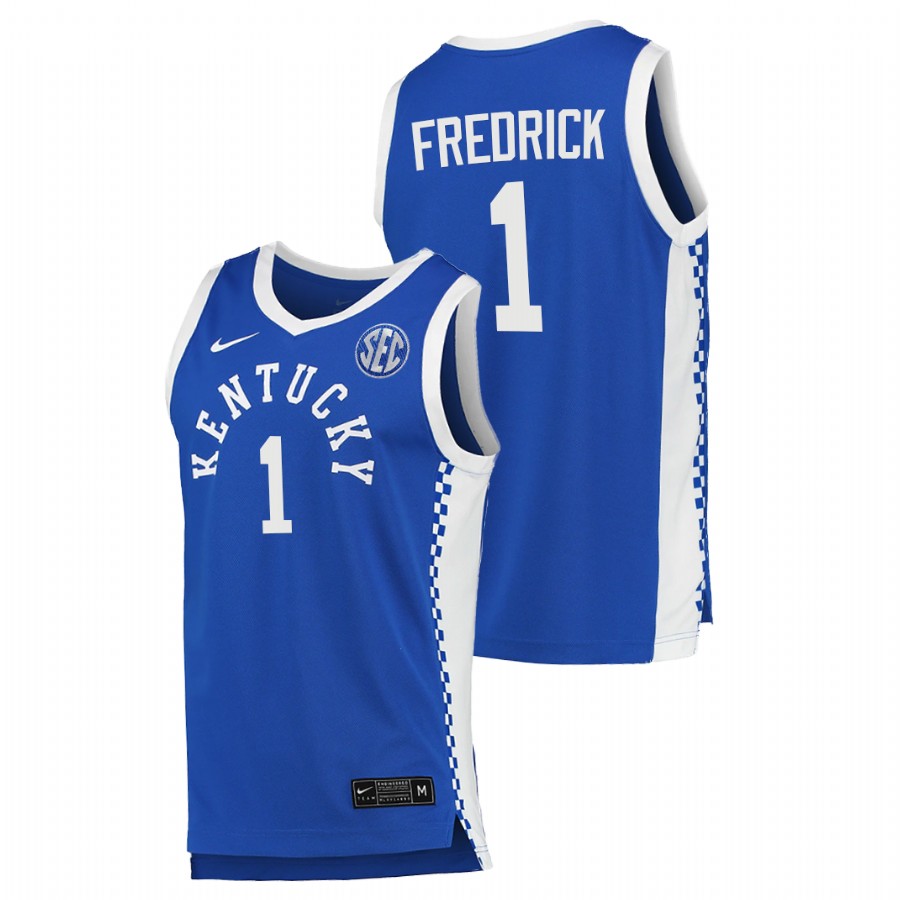 2021-22 Kentucky Wildcats CJ Fredrick College Basketball Royal Replica Jersey Men