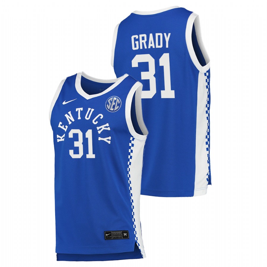 2021-22 Kentucky Wildcats Kellan Grady College Basketball Royal Replica Jersey Men